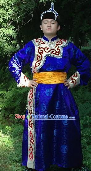 Traditional Mongolian Prince Clothing and Hat Complete Set