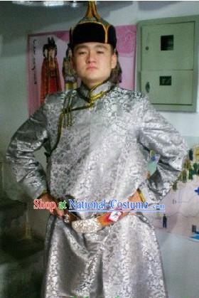 Traditional Mongolian Daily Outfit and Hat Complete Set for Men