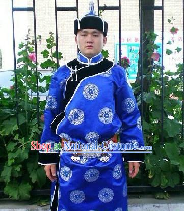 Traditional Mongolian Daily Suit and Hat Complete Set for Men