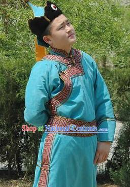 Mongolian National Clothing and Hat Complete Set for Men