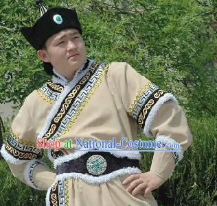 Mongolian National Clothing and Hat Complete Set for Men