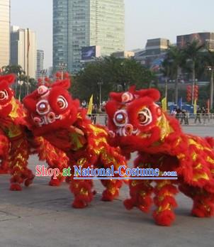 Lucky Red Happy New Year Handmade Hok San Lion Dance Costumes Complete Set