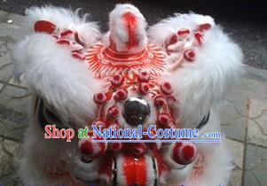 Classic White Handmade Fut San Lion Dance Costumes Complete Set