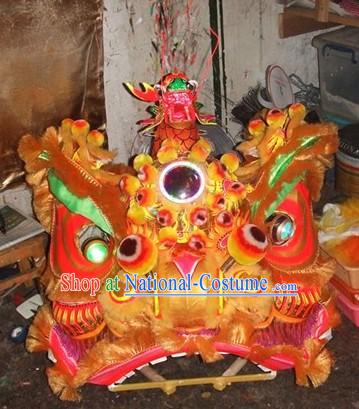 Ancient Style Fut San Dragon Head Lion Dance Costumes Complete Set