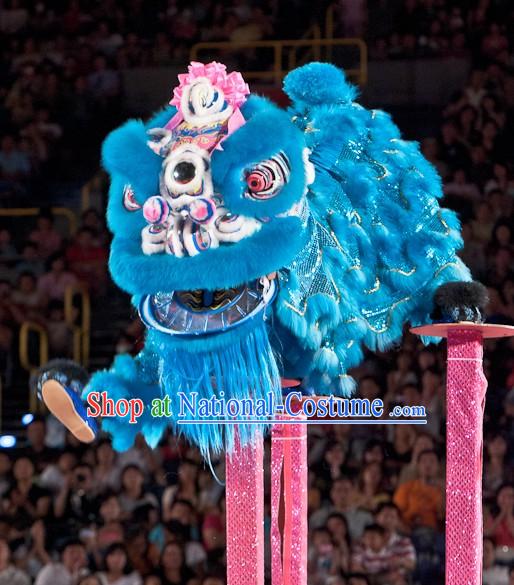 Blue Supreme Competition and Celebration Hoksan Lion Dance Costumes Complete Set