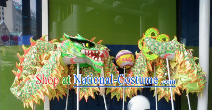 Green Chinese Lunar New Year Dragon Dance Equipments Complete Set