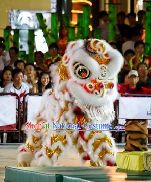 White Fur Opening and Celebration Lion Dance Costume Complete Set