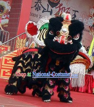 Black Fur Opening and Celebration Lion Dance Costume Complete Set