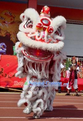 White Fur Opening and Celebration Adult Size Lion Dance Costumes Complete Set