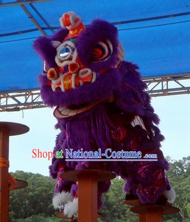 Supreme Purple Fur Competition and Celebration Lion Dance Costumes Complete Set