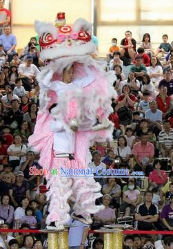 Chinese Year White Pink Southern Professional Lion Dance Costume