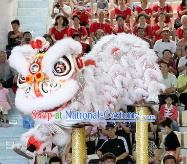 White Fur Chinese Year Southern Professional Hok San Lion Dance Costumes