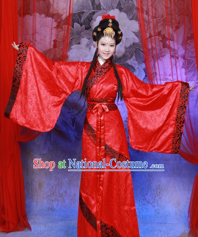 Ancient Chinese Red Hanfu Clothing Complete Set for Women