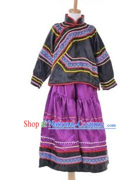 Traditional Chinese Yi Nationality Clothing for Kids