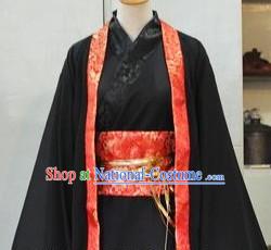 Ancient Chinese Black Han Fu Clothes for Men