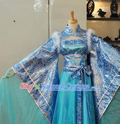 Ancient Chinese Blue Princess Costume for Ladies