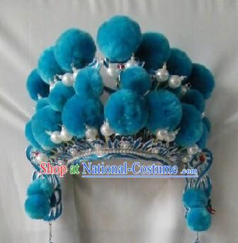 Chinese Peking Opera Blue Seven Stars Helmet for Kids