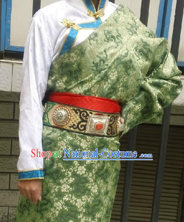 Traditional Chinese Green Tibetan Robe for Brides