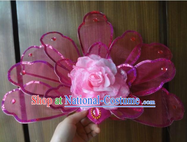 Chinese Big Pink Flower Dance Hat