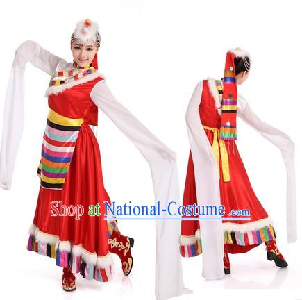 Tibetan Dancing Costumes and Headpiece for Women