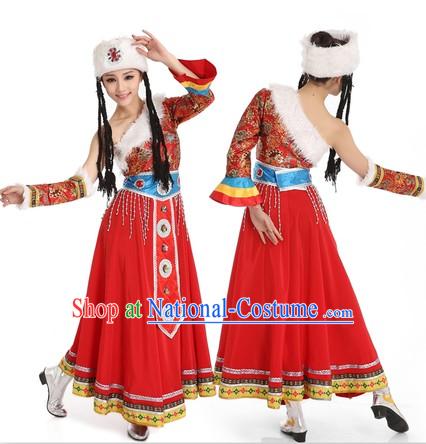 Tibetan Dancing Costume and Hat for Women