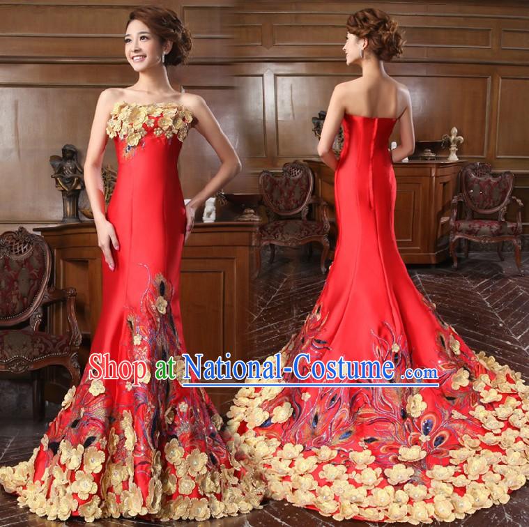 Stunning Chinese Red Bridal Wedding Dress