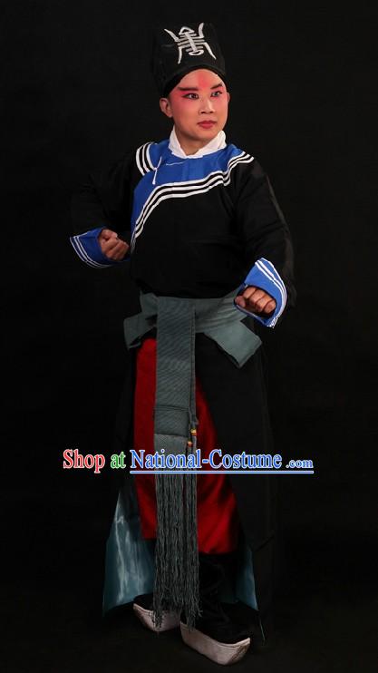 Black Ancient Chinese Policeman Costumes and Hat for Men