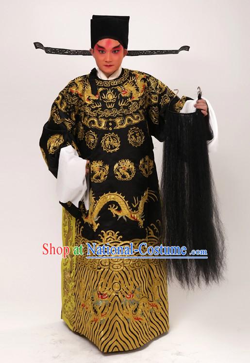 Chinese Beijing Opera Guan Gong Dragon Robe and Hat for Men