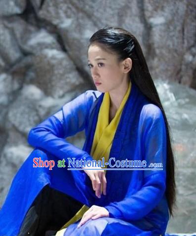 Ancient Chinese Blue Knight Women Costumes