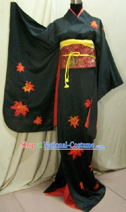 Traditional Japanese Dancer Kimono Costume Complete Set for Women