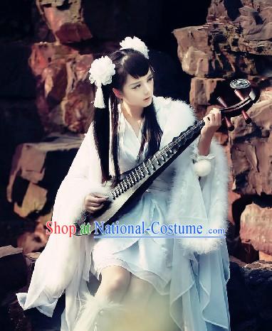 Ancient Chinese Style White Fantasy Fairy Cosplay Costumes