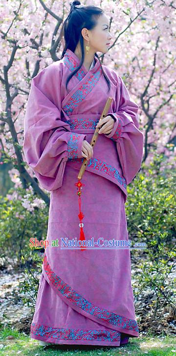 Ancient Chinese Han Dynasty Purple Dresses for Women