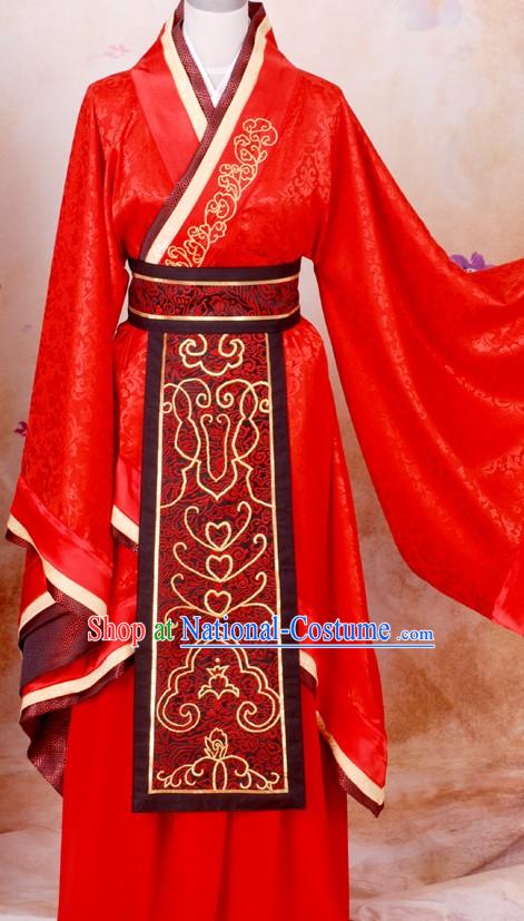 Traditional Chinese Red Wedding Dress for Bridegrooms