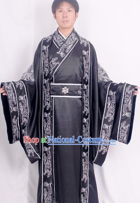 Traditional Chinese Han Dynasty Embroidered Dragon Clothing Complete Set for Men