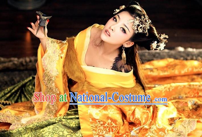 Ancient Chinese Imperial Priness Royal Clothes and Hair Accessories Complete Set for Women