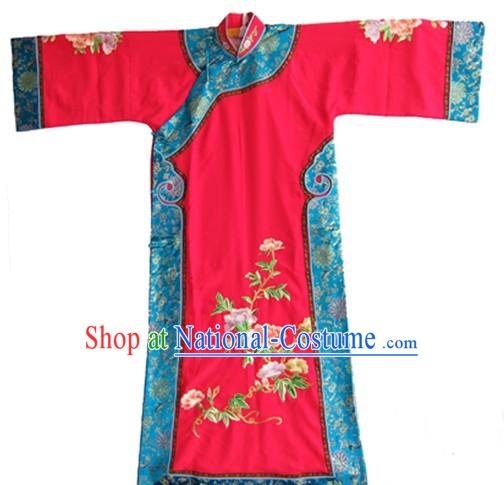 Traditional Chinese Opera Red Manchu Qing Dynasty Cheongsam Qipao for Women