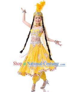 Traditional Chinese Hsinchiang Dance Costumes and Hat for Women