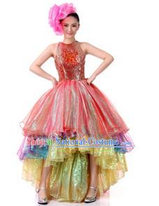 Traditional Chinese Opening Dance Costumes and Headpiece for Women