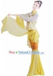 Chinese Fan Dance Clothes and Headdress for Women