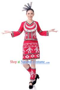 Traditional Gaoshan Tribe Clothing and Headpiece for Women