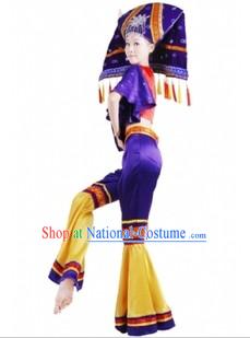 Traditional Chinese Buyi Tribe Clothing and Hat for Women