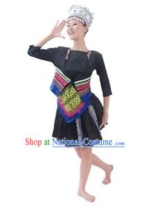 Traditional Chinese Miao Clothes and Hat for Women