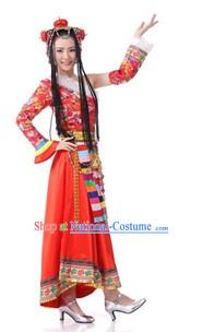 Traditional Tibetan Clothing and Headdress for Women