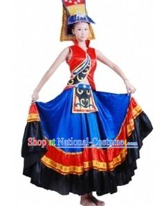 Chinese Yi Tribe Clothing and Hat for Women