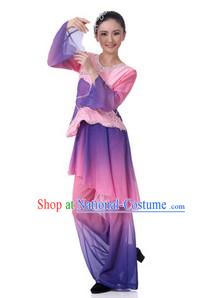 Traditional Chinese Fan Dance Clothing and Hat for Women