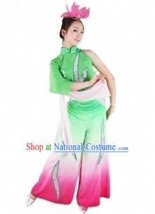 Traditional Chinese Lotus Dance Clothing and Hat for Women