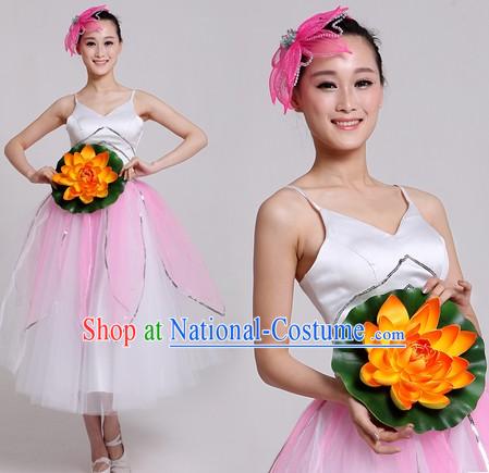 Chinese Classical Flower Dance Clothes and Headpiece for Women