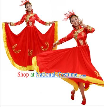 Chinese Mongolian Dresses and Headpiece for Women