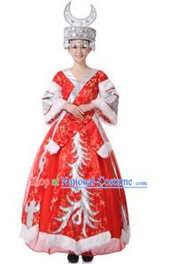 Traditional Chinese Miao Tribe Clothing and Hat for Brides