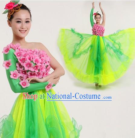 Traditional Chinese Flower Contemporary Costumes and Headpiece for Women